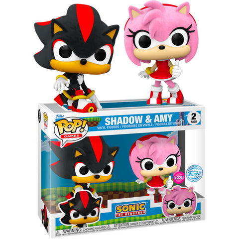 Image of Sonic - Shadow & Amy Rose Flocked US Exclusive Pop! Vinyl 2 Pack