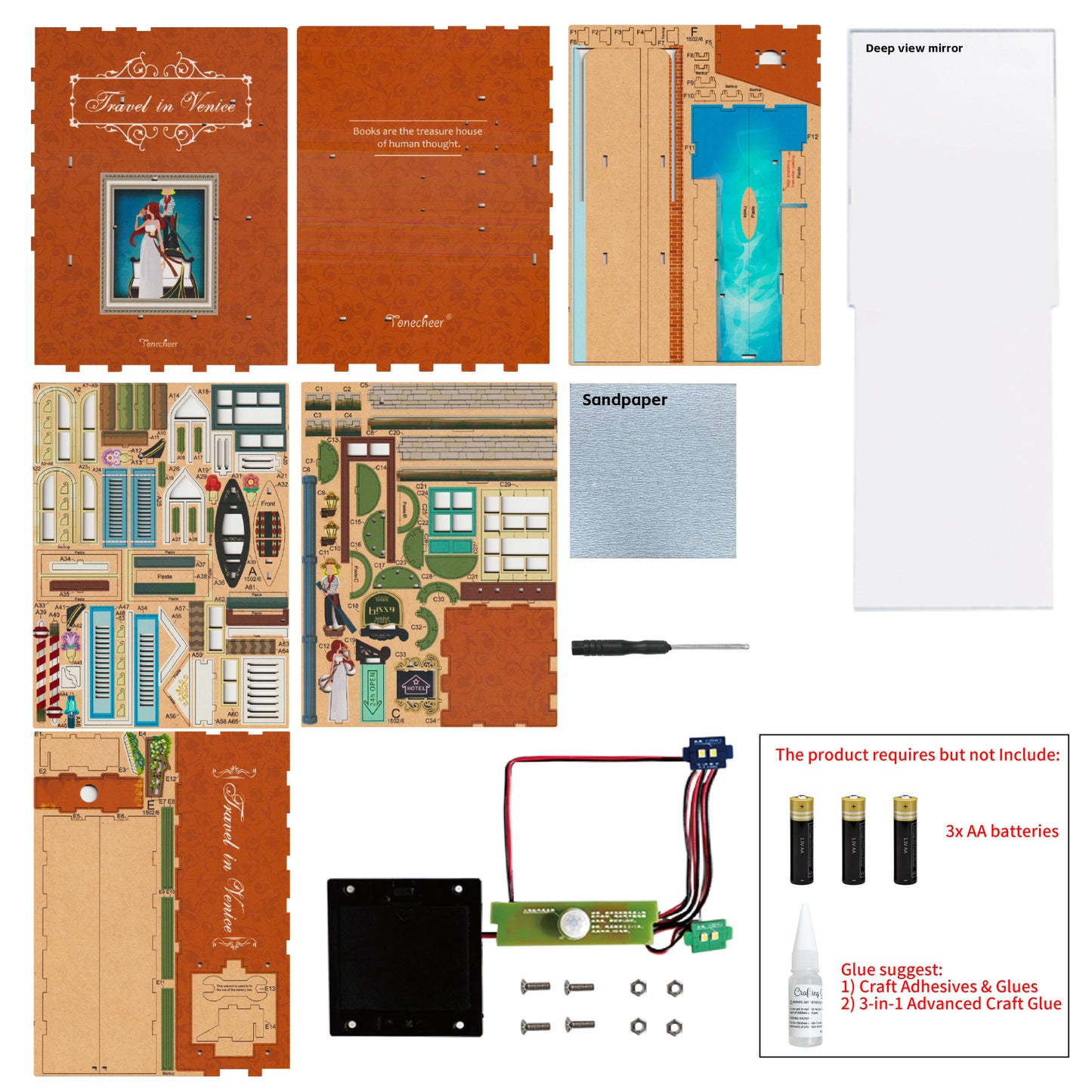 Tonecheer Travel In Venice Book Nook Wooden Model Kit