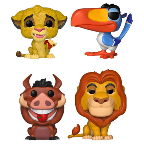 Image of Lion King (1994) - Simba, Zazi, Pumbaa, Mufasa US Exclusive Glitter Pop! 4-Pack