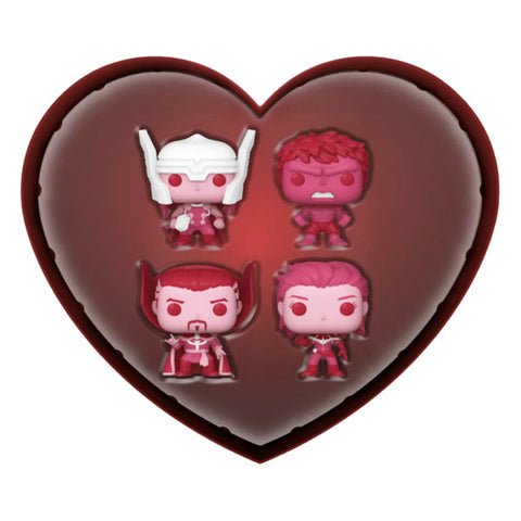 Image of Marvel Comics: Valentines 2024 - Pink US Exclusive Pocket Pop! 4-Pack Heart Box