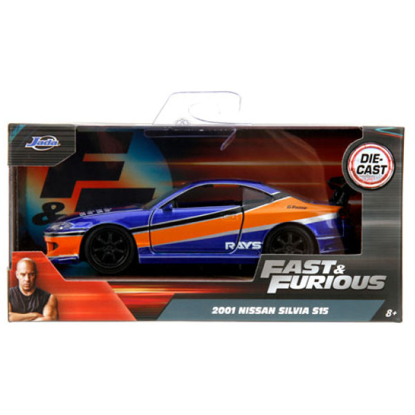 Fast & The Furious - Han's 2001 Nissan Silvia S15 (Candy Blue & Orange) 1:32 Diecast Vehicle