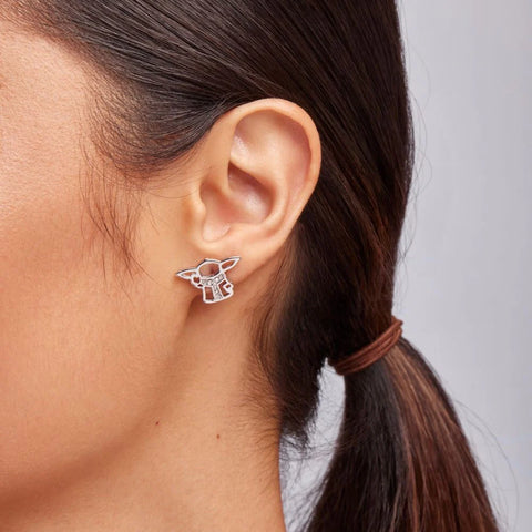 Image of Couture Kingdom - Grogu Crystal Outline Stud Earrings