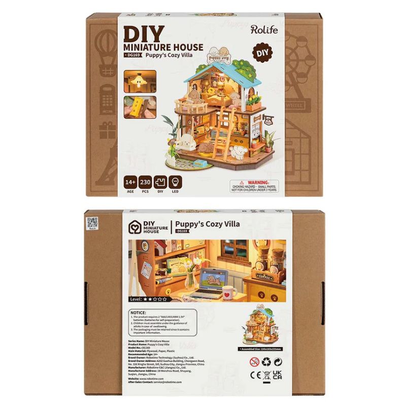 Robotime DIY Mini House Puppys Cozy Villa