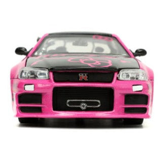 Image of Hello Kitty - 2002 Nissan GTR (R34) with Hello Kitty 1:24 Scale Dieast Vehicle