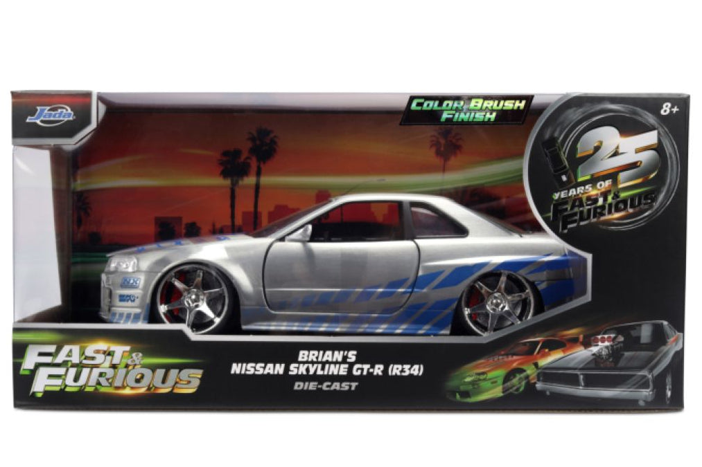 Fast & Furious - Brian's 2002 Nissan Skyline GT-R (BNR34) 1:24 Scale Diecast Vehicle Colour Brush Finish