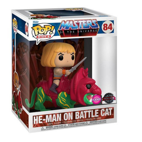 Image of Masters of the Universe - He-Man on Battlecat Flocked US Exclusive Pop! Ride