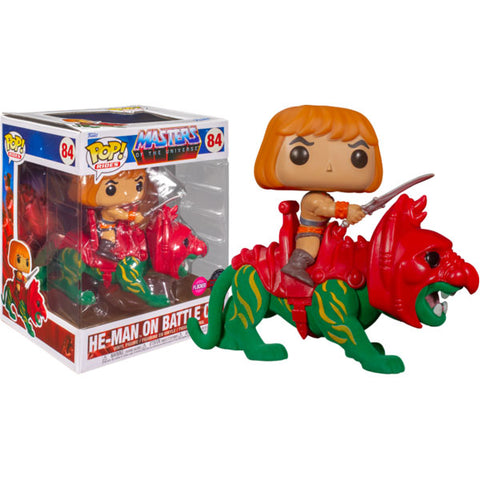 Image of Masters of the Universe - He-Man on Battlecat Flocked US Exclusive Pop! Ride