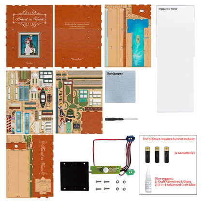 Tonecheer Travel In Venice Book Nook Wooden Model Kit