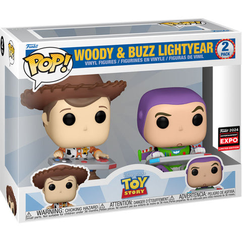 Image of 2024 Entertainment Expo Convention - Toy Story - Woody &amp; Buzz Gaming US Exclusive 2 Pack Pop! Vinyl