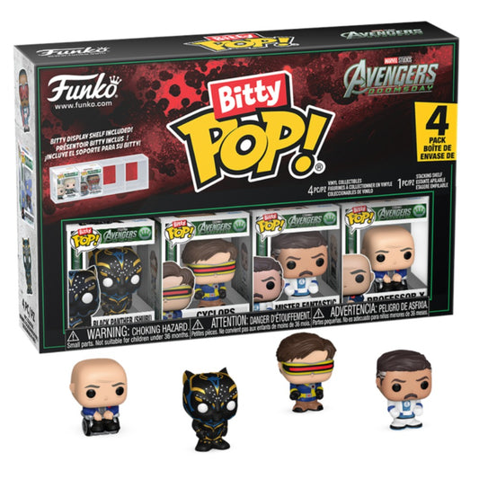 Avengers: Doomsday - Black Panther (Shuri), Cyclops, Mister Fantastic & Professor X Bitty Pop! Vinyl 4 Pack