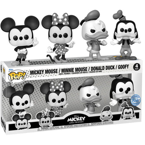 Disney - Mickey and Friends (Black & White) Pop! Vinyl 4-Pack