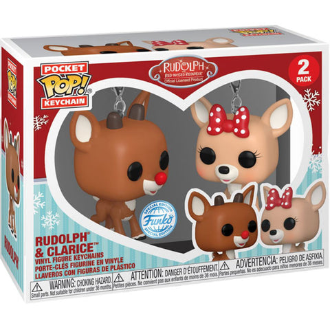 Image of Rudolph the Red-Nosed Reindeer - Rudolph and Clarice US Exclusive Pop! Keychain 2-Pack
