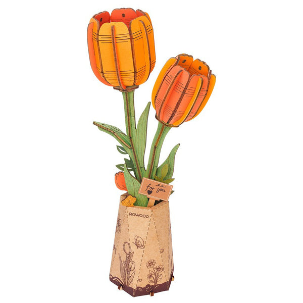 Robotime - Wood Bloom Orange Tulip