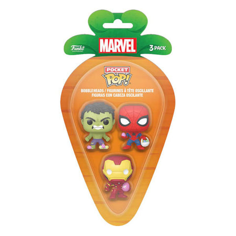 Image of Marvel Comics - Spider-Man, Iron Man & Hulk Carrot Pocket Pop! 3-Pack