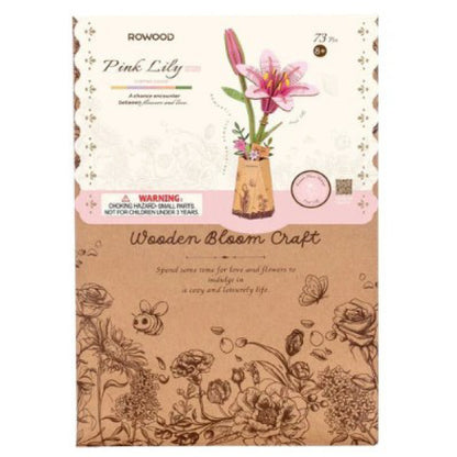 Robotime - Wood Bloom Pink Lily