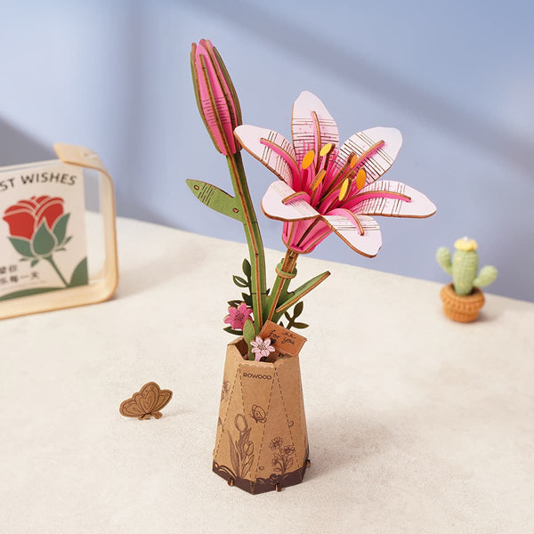 Robotime - Wood Bloom Pink Lily