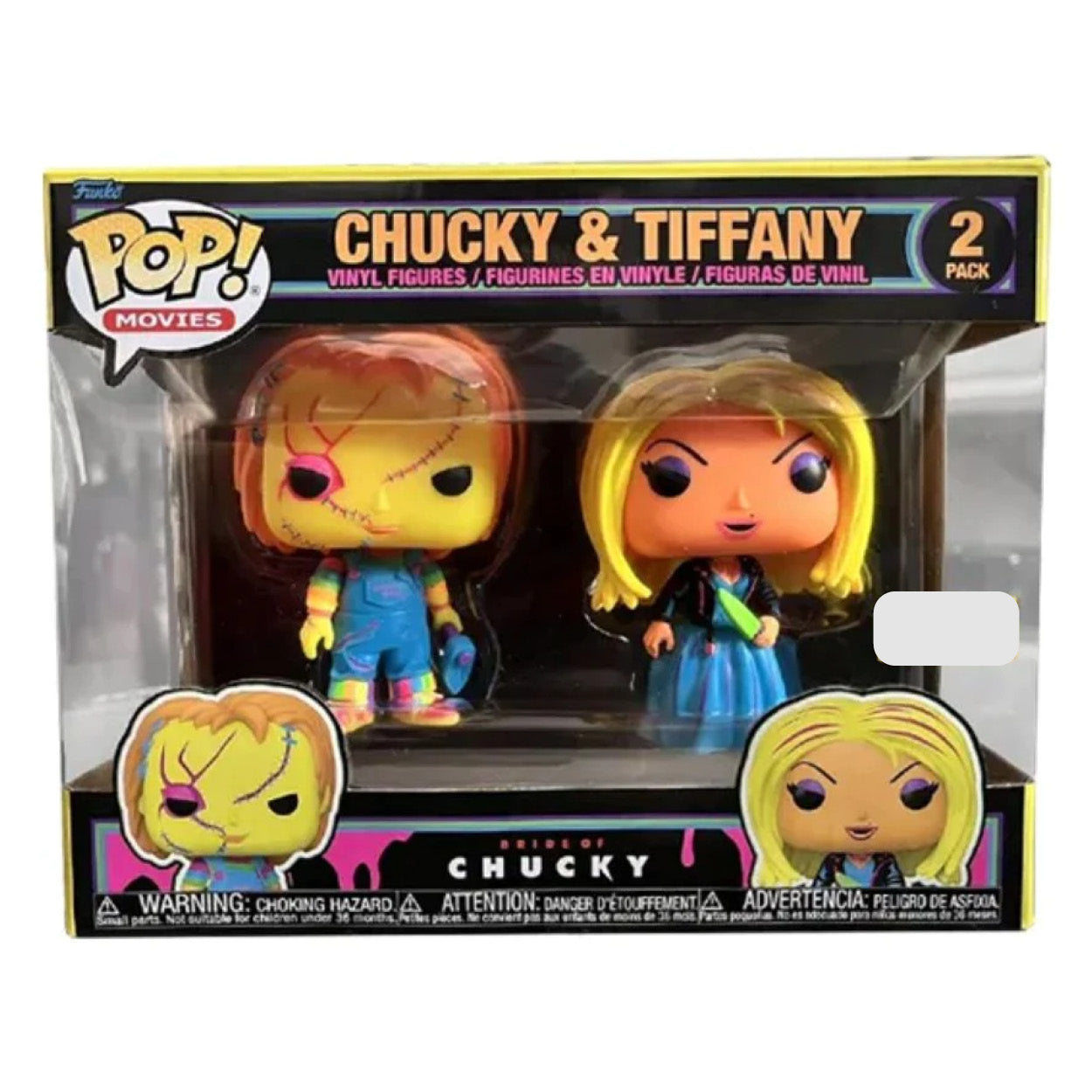 Childs Play 4: Bride of Chucky - Chucky & Tiffany Black Light US Exclusive Pop! 2-Pack