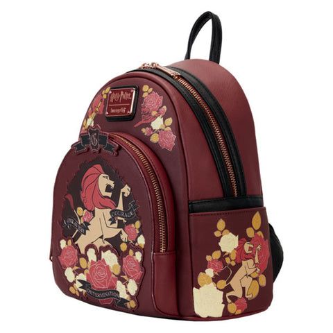 Image of Loungefly - Harry Potter - Gryffindor House Floral Tattoo Mini Backpack