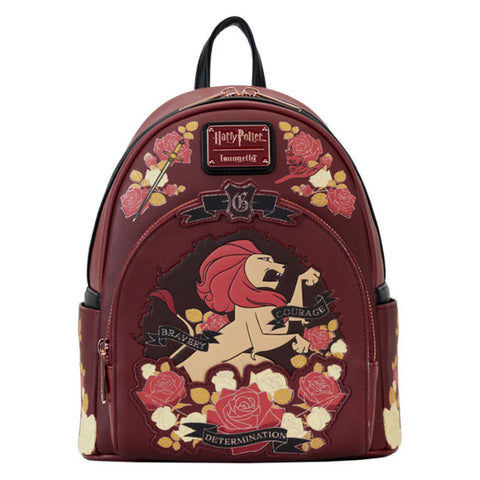 Image of Loungefly - Harry Potter - Gryffindor House Floral Tattoo Mini Backpack