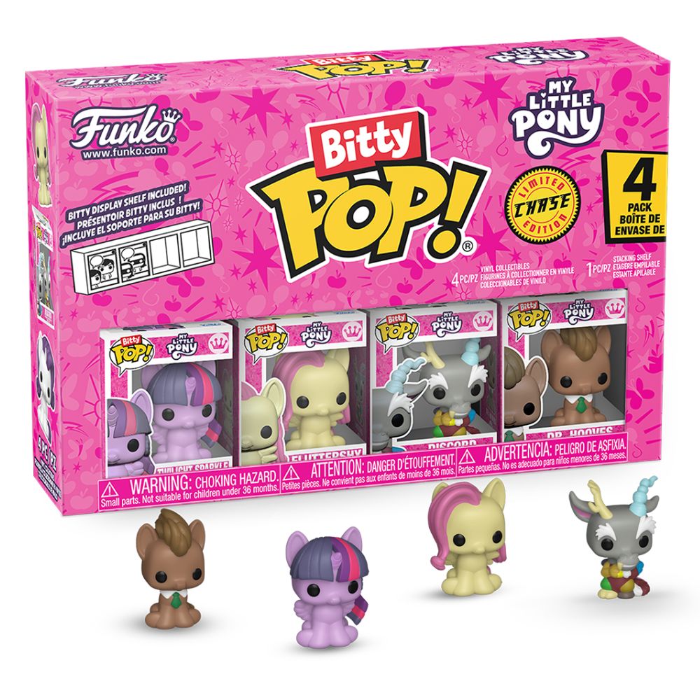 My Little Pony - Twilight Sparkle, Fluttershy, Discord & Dr Hooves Bitty Pop! Vinyl 4 Pack