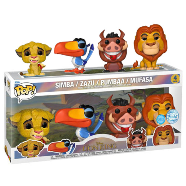 Lion King (1994) - Simba, Zazi, Pumbaa, Mufasa US Exclusive Glitter Pop! 4-Pack