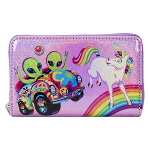 Loungefly - Lisa Frank - Holographic Glitter Colour Block Zip Around Wallet