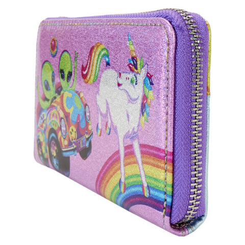 Image of Loungefly - Lisa Frank - Holographic Glitter Colour Block Zip Around Wallet