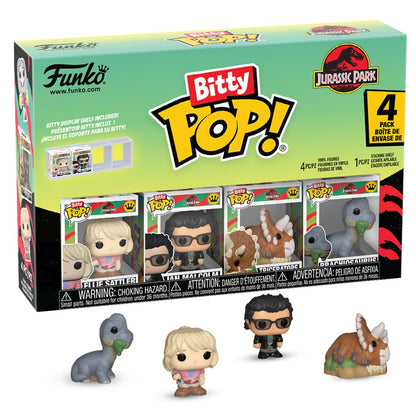 Jurassic Park - Ellie Sattler, Ian Malcolm, Triceratops & Brachiosaurus Bitty Pop! Vinyl 4 Pack