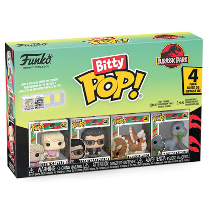 Jurassic Park - Ellie Sattler, Ian Malcolm, Triceratops & Brachiosaurus Bitty Pop! Vinyl 4 Pack
