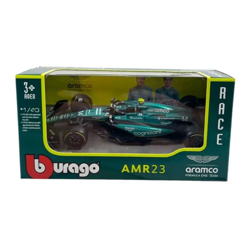 Bburago - 2023 Formula Racing 1:43 F1 Aston Martin AMR23 #14 Alonso WB