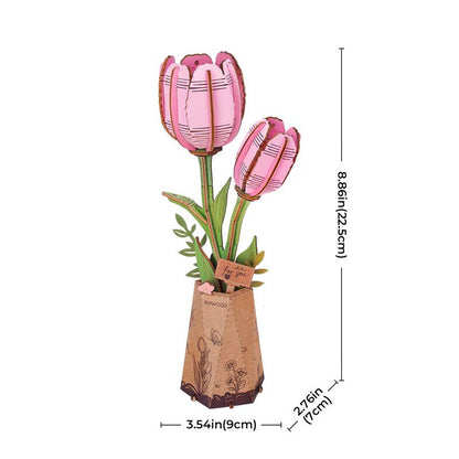 Robotime Wood Bloom Pink Tulip