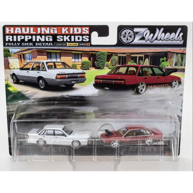 Oz Wheels 1:64 FSD Holden VL Calais  R1 Twin Sets Hauling Kids & Ripping Skids