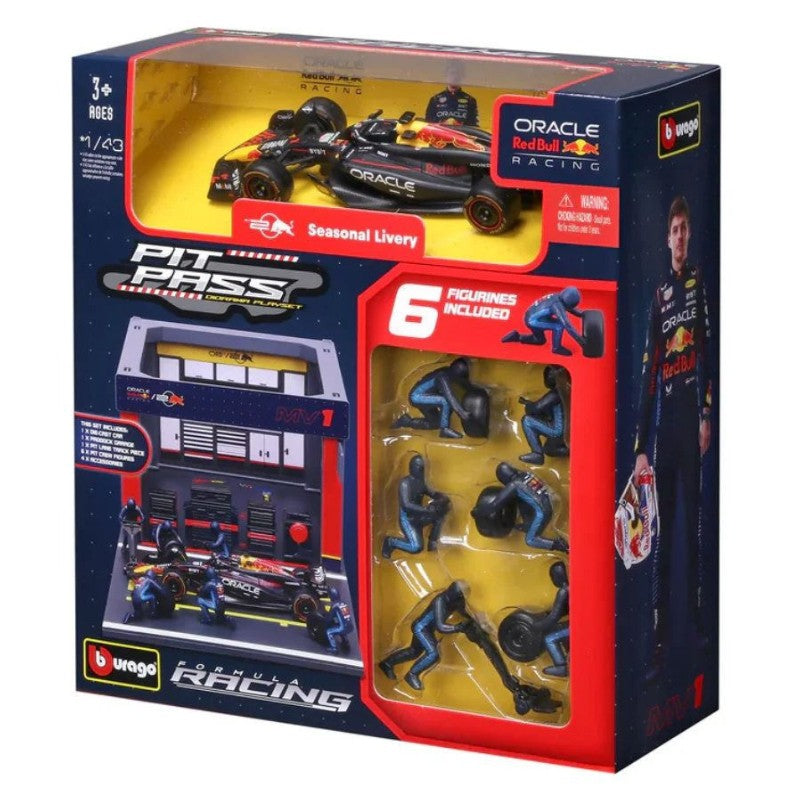 Bburago F1 1:43 Playset 1:43 2024 Red Bull Pit Pass Competition F-1  Play Set - Verstappen #1