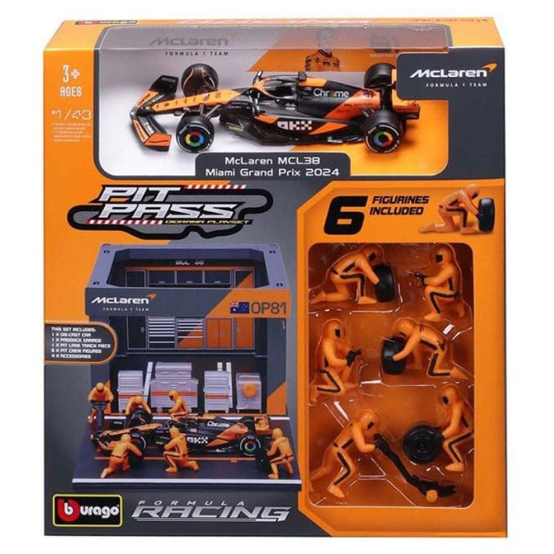Bburago F1 1:43 Playset 1:43 2024 McLaren Pit Pass Competition F-1  Play Set - Piastri #81