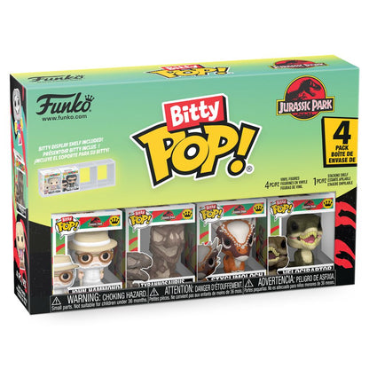 Jurassic Park - John Hammond, Tyrannosaurus Fossil, Stygimoloch & Velociraptor Bitty Pop! Vinyl 4 Pack
