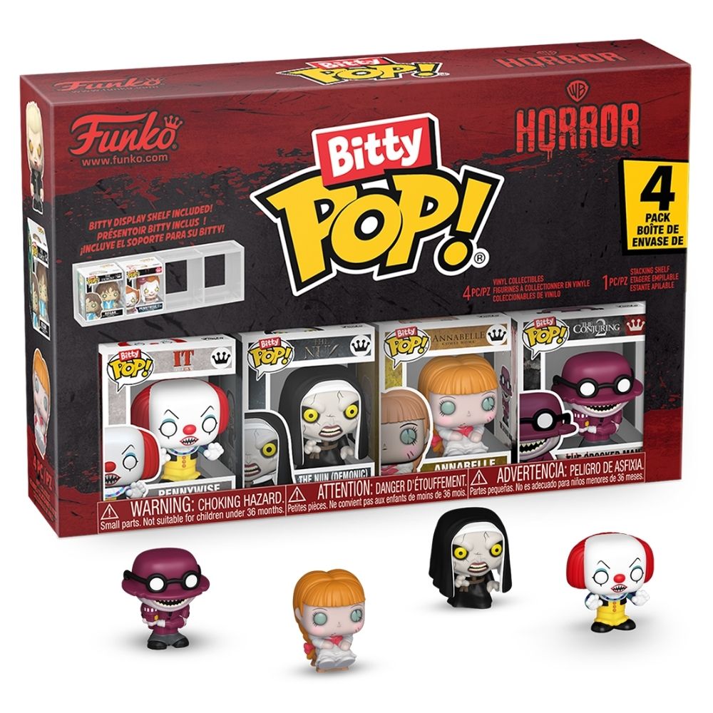 Warner Bros. Horror - Penywise, The Nun, Annabelle & The Crooked Man Bitty Pop! Vinyl 4 Pack