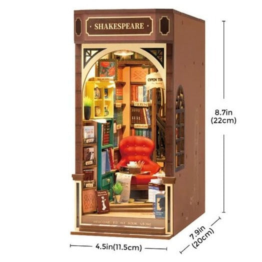Robotime DIY Book Nook Kit Shakespeare Bookstore