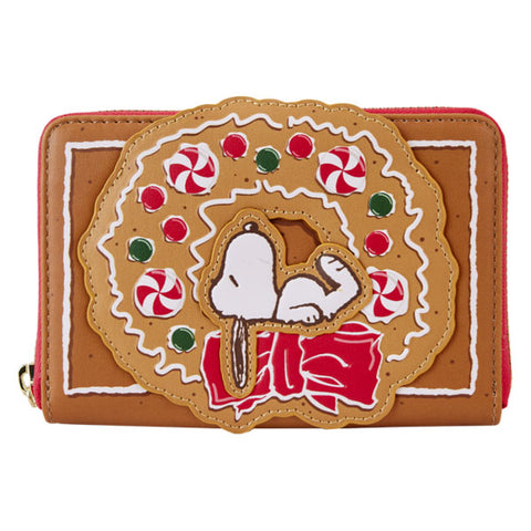 Image of Loungefly - Peanuts - Snoopy Gingerbread Wreath Scented Zip Around Wallet