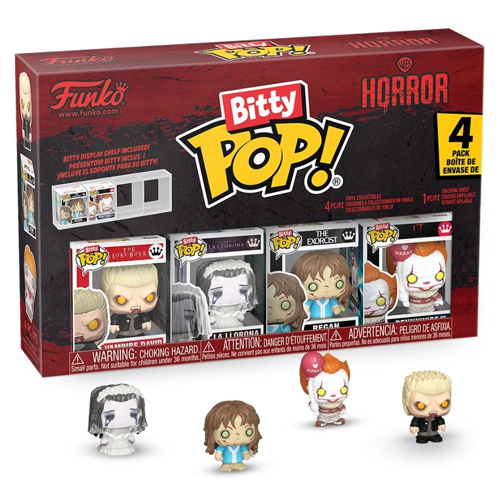 Warner Bros. Horror - Vampire David, La Llorona, Regan & Pennywise Bitty Pop! Vinyl 4 Pack