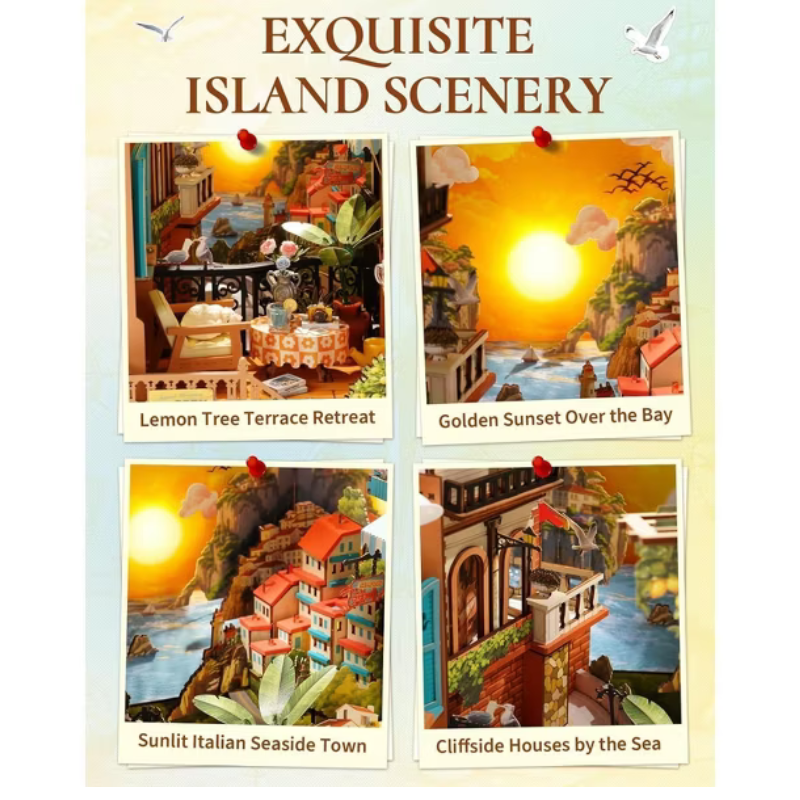 Robotime Diy Bookends Kit Sunset Isle