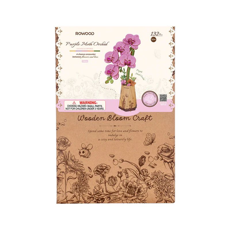Robotime Wood Bloom Purple Moth Orchid