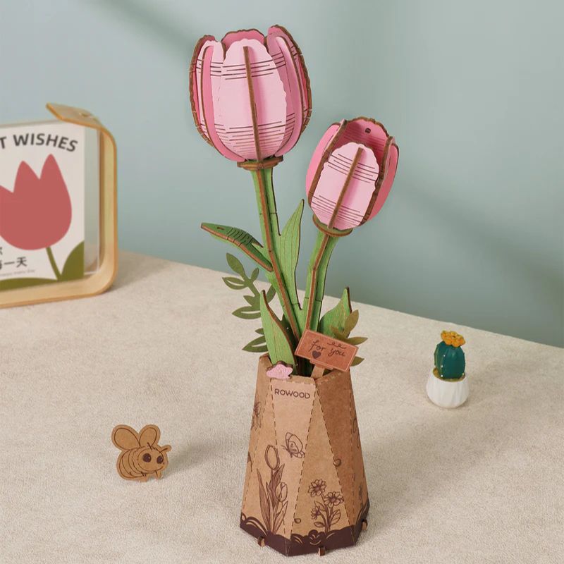 Robotime Wood Bloom Pink Tulip