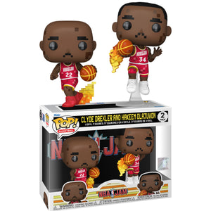 NBA Basketball: Jam - Clyde Drexler & Hakeem Olajuwon 8-Bit Pop! Vinyl 2-Pack