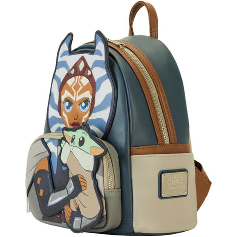 Image of Loungefly - Star Wars - The Mandalorian - Ahsoka with Grogu Precious Cargo Mini Backpack