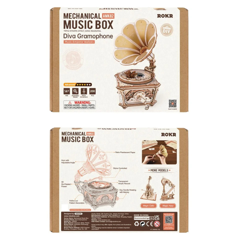Robotime Mechanical Gear Music Box Diva Gramophon