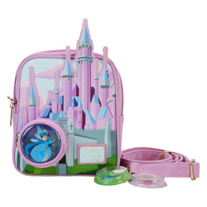 Loungefly - Sleeping Beauty -Castle Three Good Fairies Stained Glass Crossbody Bag