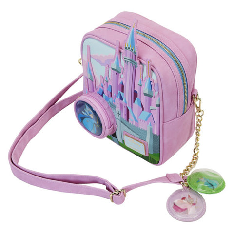 Image of Loungefly - Sleeping Beauty -Castle Three Good Fairies Stained Glass Crossbody Bag