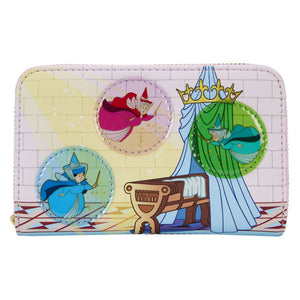 Loungefly - Sleeping Beauty - Castle Three Good Fairies Stained Glass Zip Around Wallet