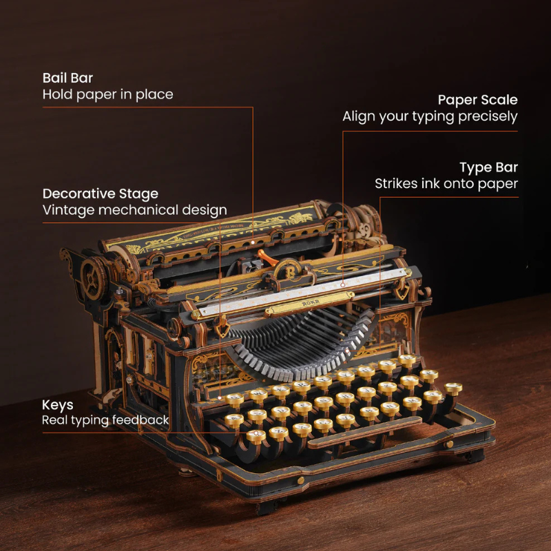 Robotime - Mechanical Models Typewriter Classic (Store Pickup Only)