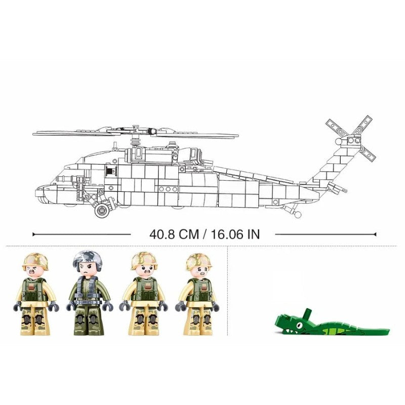MB Helicopter Black Hawk 692 Pieces Ages 8+ C6